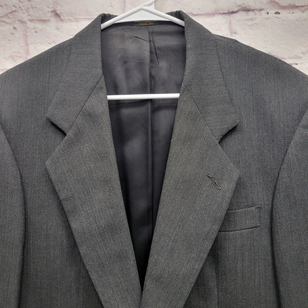 Oscar De La Renta Men Blazer Jacket Size 38R 100% Wool Dark Gray Business Office